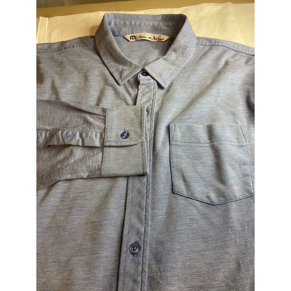 Men's Travis Mathew Lt Blue-Pima Cotton Blend Button Down Golf Shirt-Size L-MINT